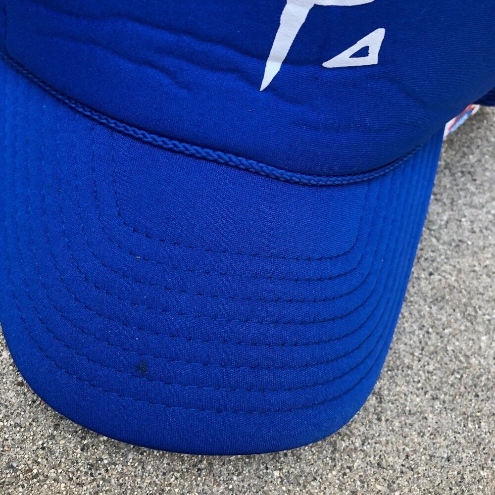 NISSIN CAPS P Logo Trucker Hat Men's Adjustable Blue Cap - Picture 2 of 5